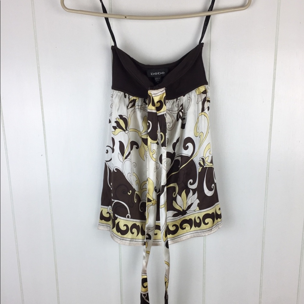 Bebe Open Shoulder Multi Colorful Silk Top